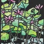 Waterlilies Ubus Linocut by Shana James $220 unframed